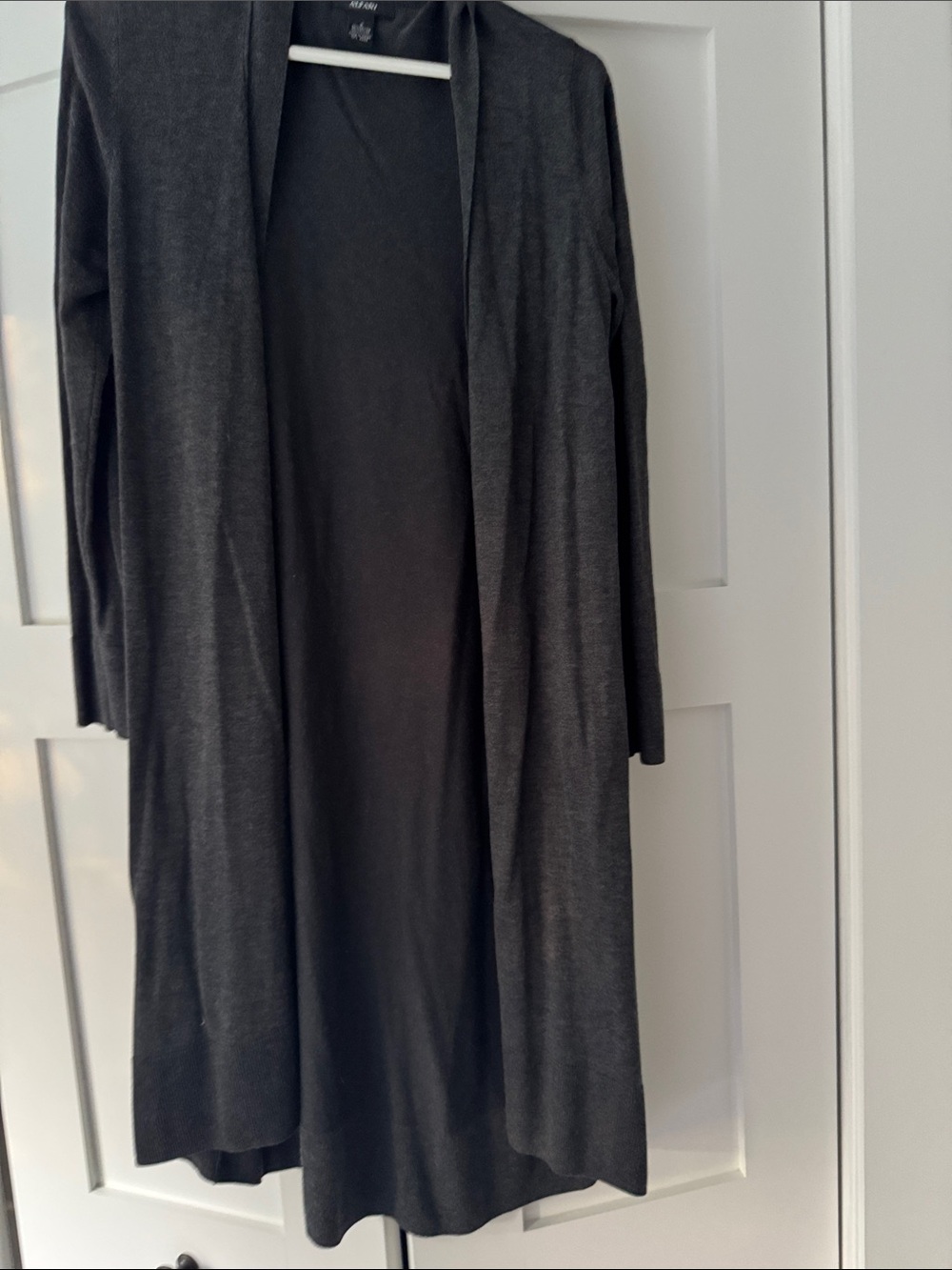 Alfani Long Open-Front Cardigan in Charcoal Gray